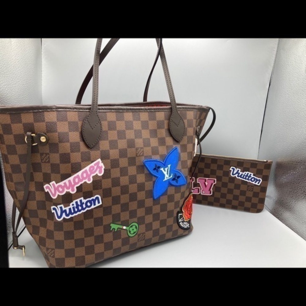 Louis Vuitton LV Neverfull Patch Sticker Damier MM jeans shirt shoe purse - Picture 2 of 13